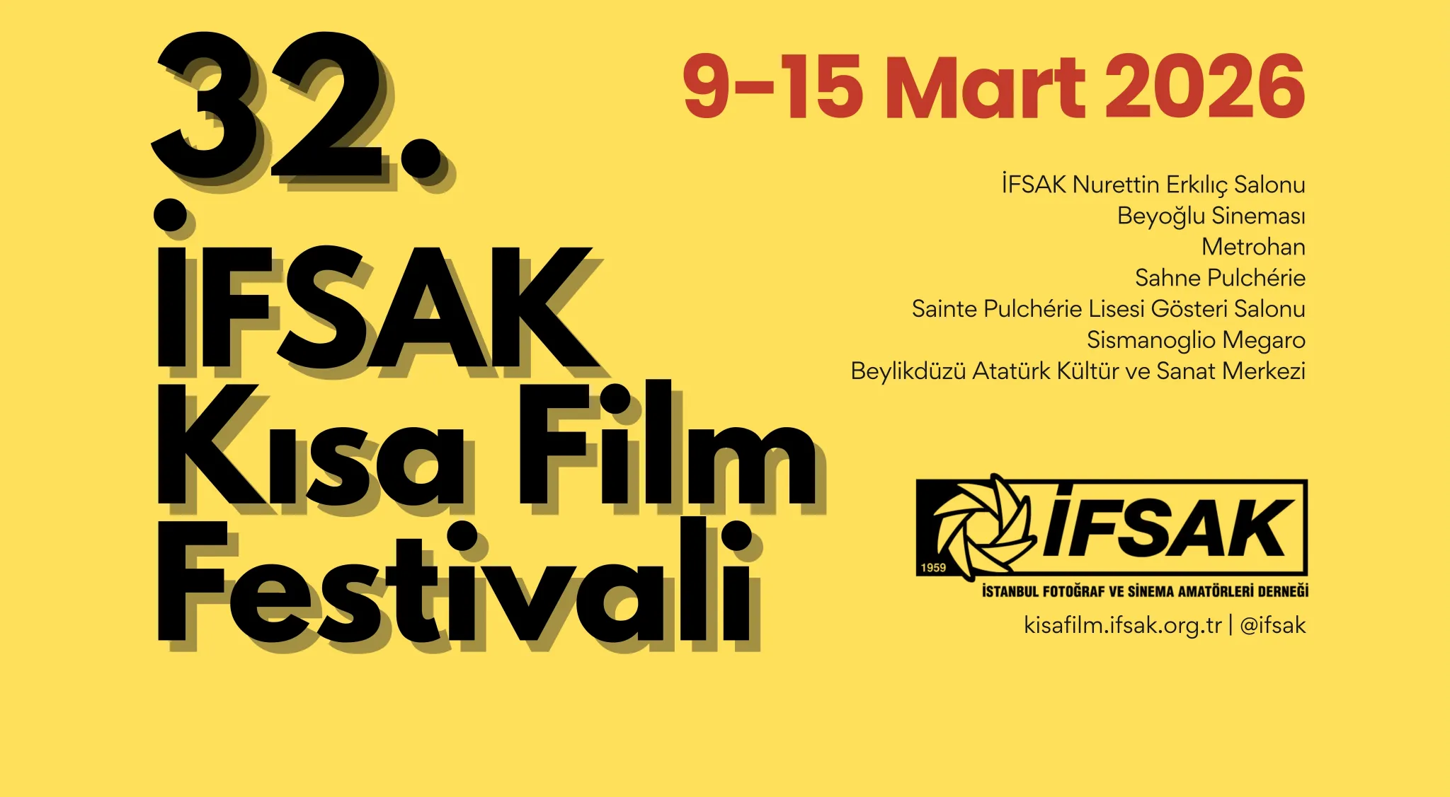 32. İFSAK kısa film festivali 9-15 Mart'ta başlıyor. Poster duyuru görseli
