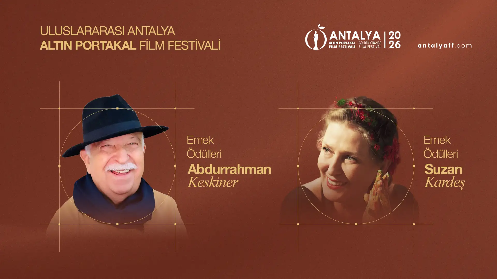 Altın Portakal Sinema Emek Ödülü sahipleri Abdurrahman Keskiner ve Suzan Kardeş