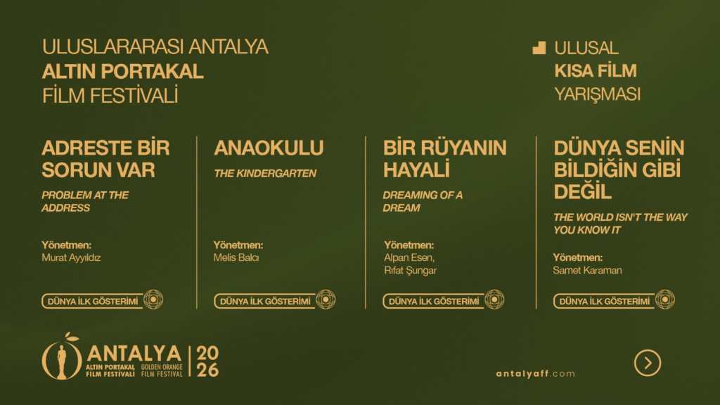Altın Portakal Ulusal Kısa Film Yarışması’ndaki Adreste Bir Sorun Var, Anaokulu ve Bir Rüyanın Hayali filmlerinin duyuru görseli