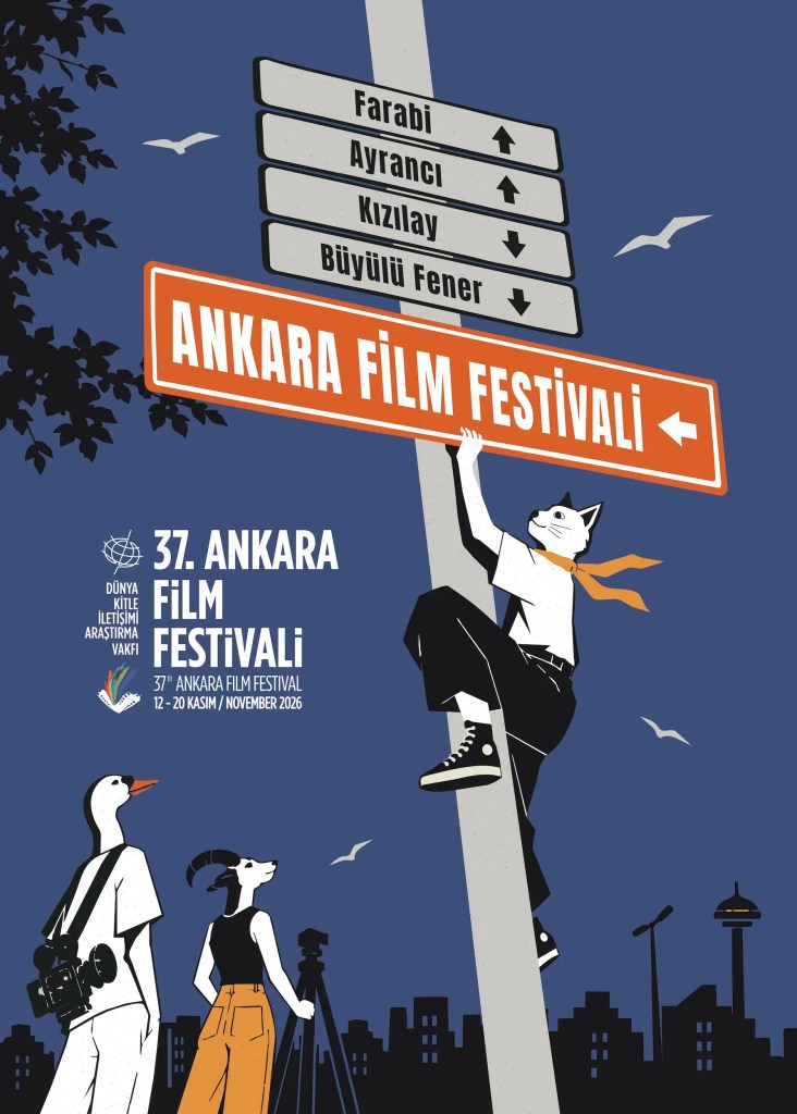 Ankara’nın kent kültüründen ve Kızılay tabelasından esinlenen festival afişi
